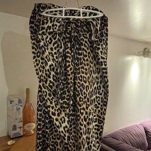 GANNI Silk Leopard print skirt